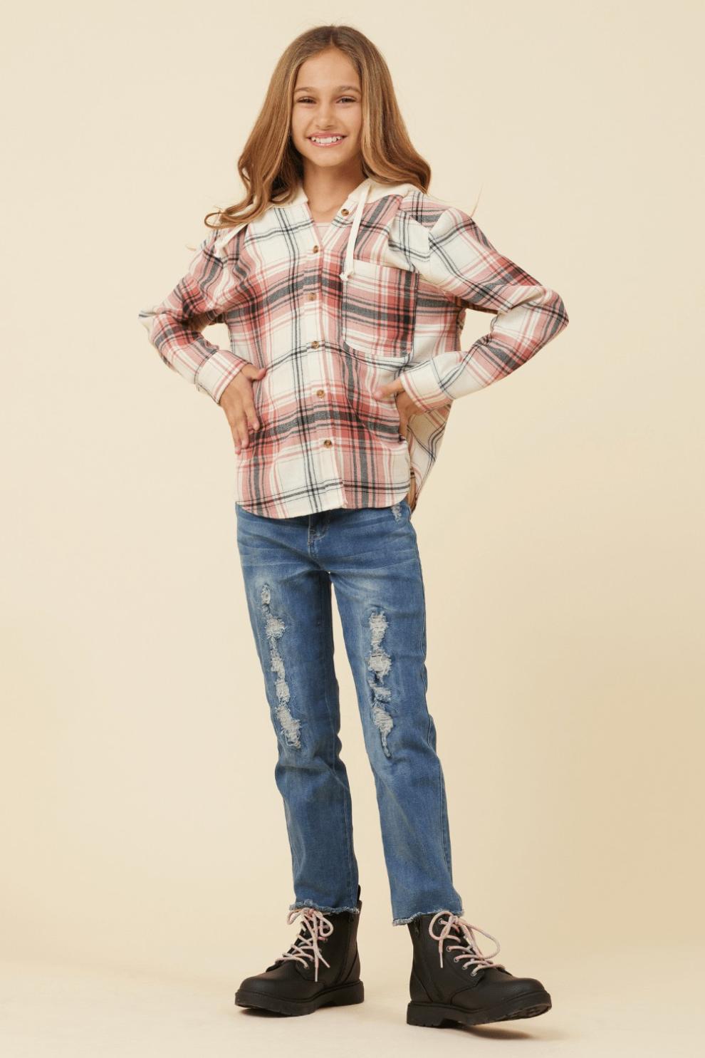 Vintage Havana Hoodies | Women Burgundy Plaid And Grey Button Up Hoodie Grey / Burgundy