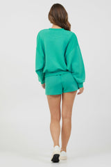 Vintage Havana Hoodies | Women Caribbean Turquoise Cloud Fleece Crewneck Caribbean Turquoise