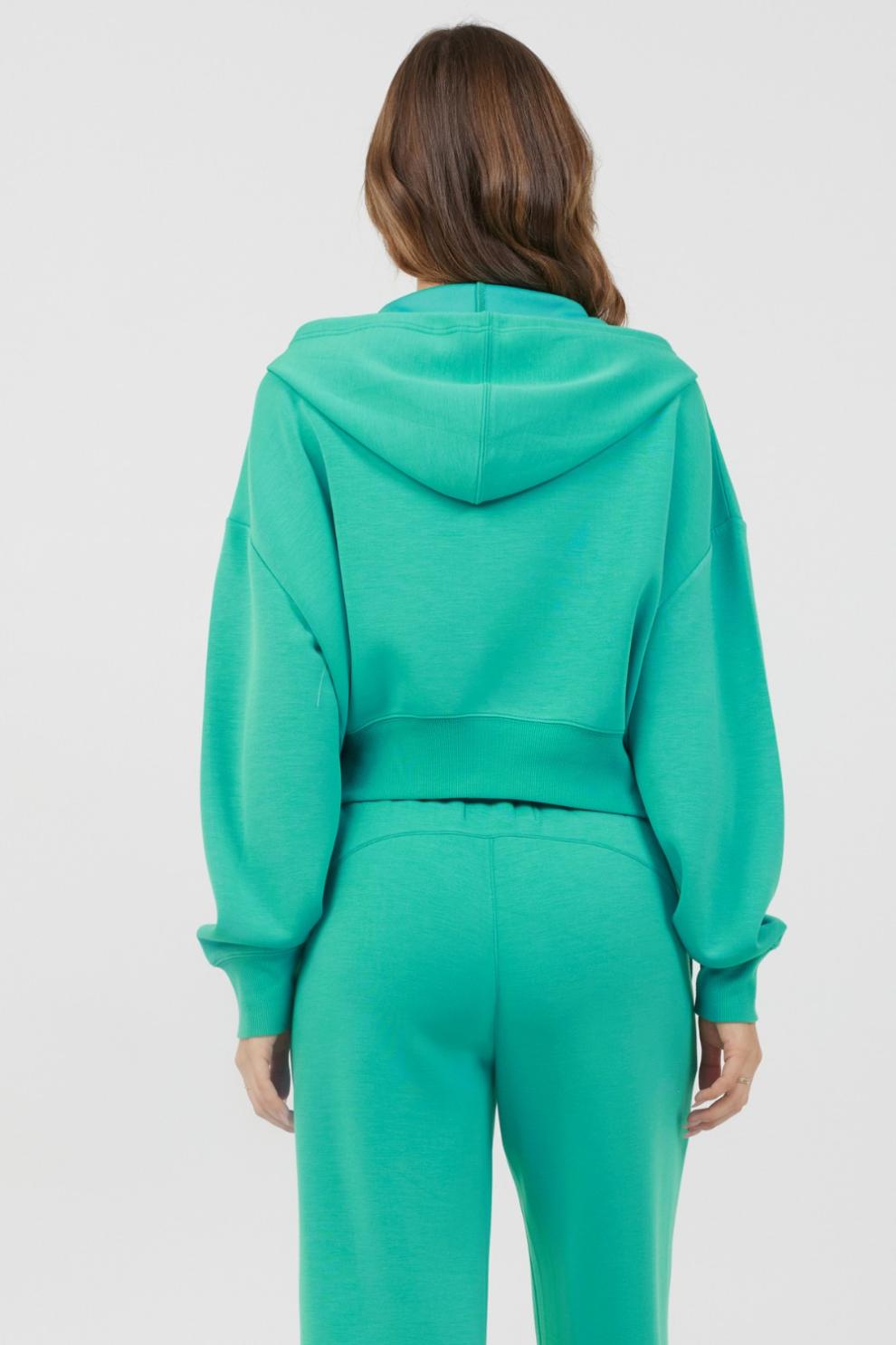 Vintage Havana Hoodies | Women Caribbean Turquoise Cloud Fleece Zip Up Caribbean Turquoise