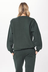 Vintage Havana Hoodies | Women Deep Emerald Green Proweave Crewneck Sweatshirt Deep Emerald Green