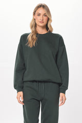 Vintage Havana Hoodies | Women Deep Emerald Green Proweave Crewneck Sweatshirt Deep Emerald Green