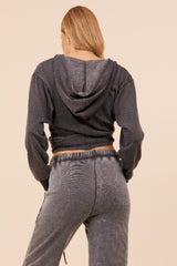 Vintage Havana Hoodies | Women Heather Charcoal Lightweight Fleece Surplice Hoodie Grey