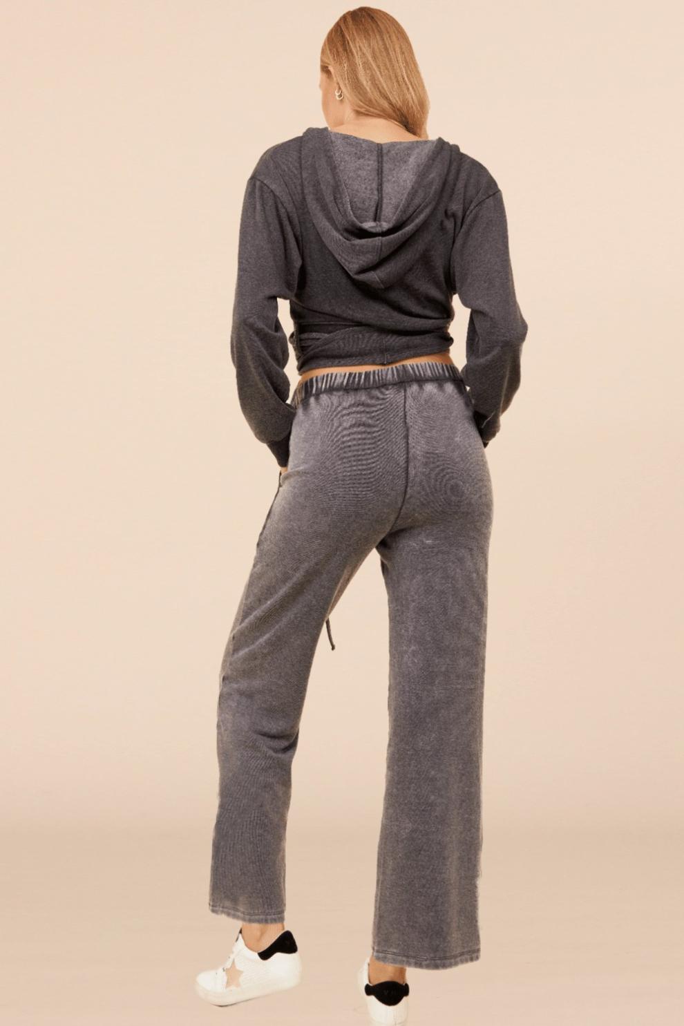 Vintage Havana Hoodies | Women Heather Charcoal Lightweight Fleece Surplice Hoodie Grey