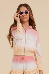 Vintage Havana Hoodies | Women Pink/White/Orange Tie Dye Terry Cloth Elastic Bottom Hoodie Pink/white/orange Tie Dye