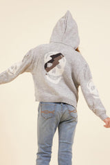 Vintage Havana Hoodies | Women Skull Distressed Sweater Hoodie Heather Grey