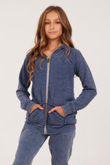 Vintage Havana Hoodies | Women Unisex Burnout Full Zip Hoodie Deep Navy