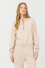 Vintage Havana Hoodies | Women Vanilla Cream Cashmere Fleece Quarter Zip Vanilla Cream
