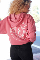 Vintage Havana Hoodies | Women Washed Red "Social Club" Pigment Dyed Hoodie Washed Red
