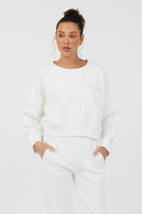 Vintage Havana Hoodies | Women White Essential Fleece Crewneck White