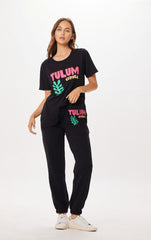 Vintage Havana Joggers | Women Black Tulum Jet Setter Surf Wash Jogger Black