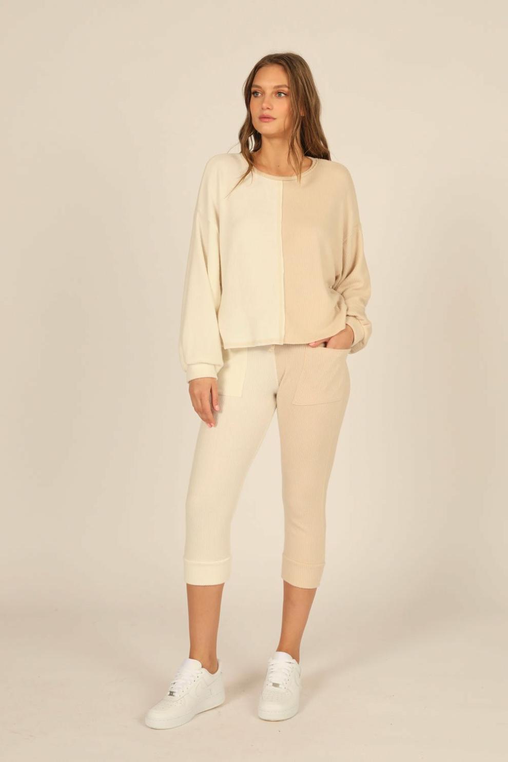 Vintage Havana Joggers | Women Brushed Hacci Rib Split Jogger