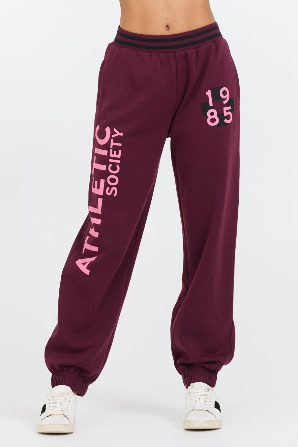 Vintage Havana Joggers | Women Cabernet W/ Rose Printed Heavy Surf Wash Jogger Cabernet