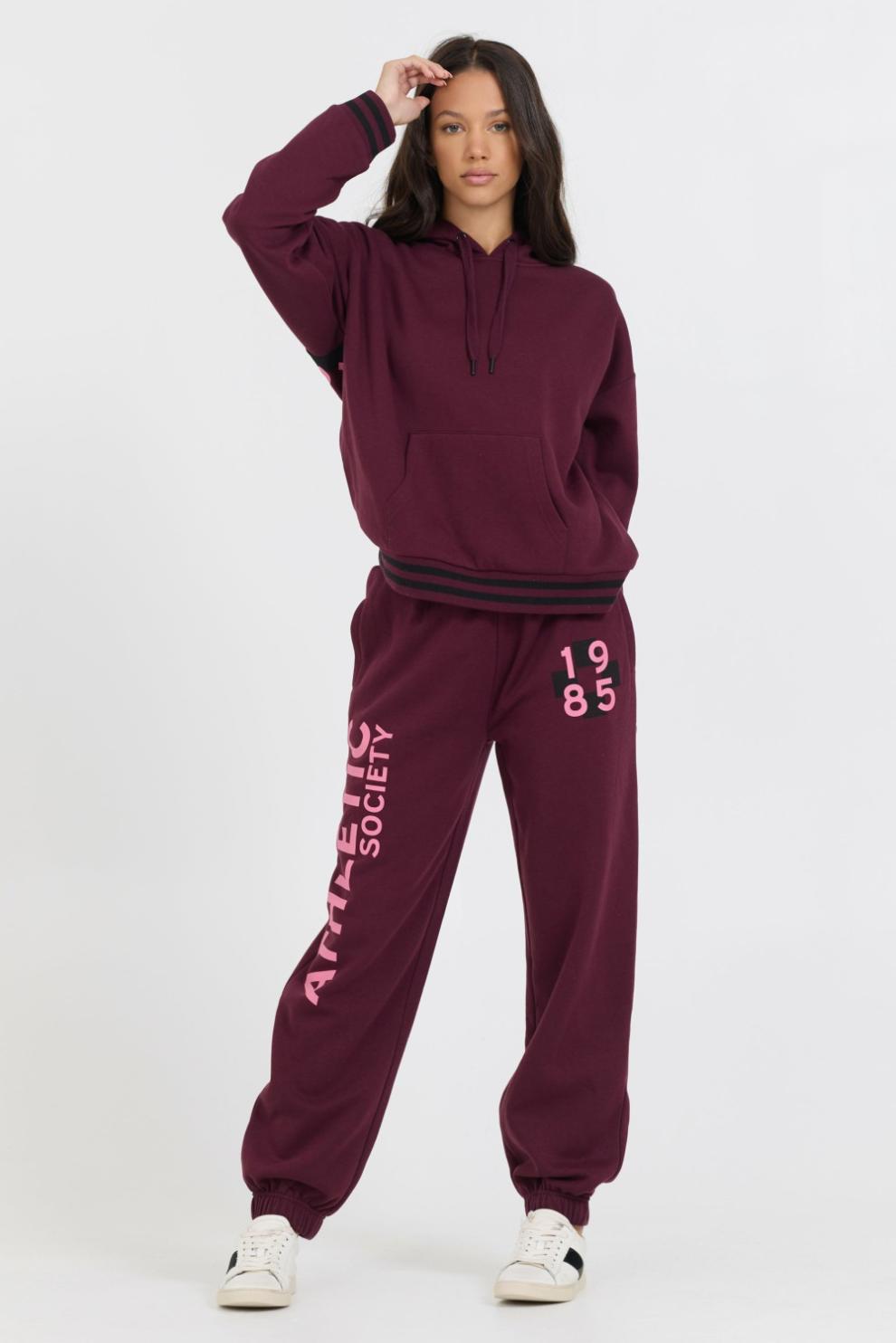Vintage Havana Joggers | Women Cabernet W/ Rose Printed Heavy Surf Wash Jogger Cabernet