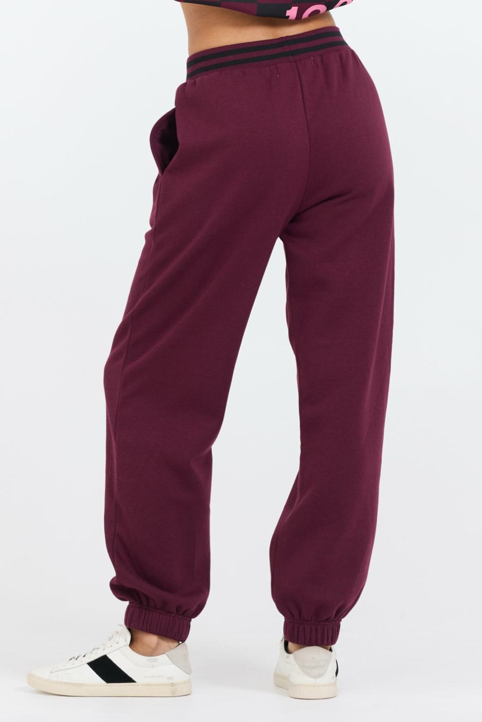 Vintage Havana Joggers | Women Cabernet W/ Rose Printed Heavy Surf Wash Jogger Cabernet