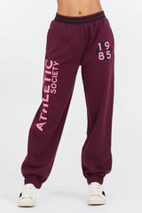 Vintage Havana Joggers | Women Cabernet W/ Rose Printed Heavy Surf Wash Jogger Cabernet