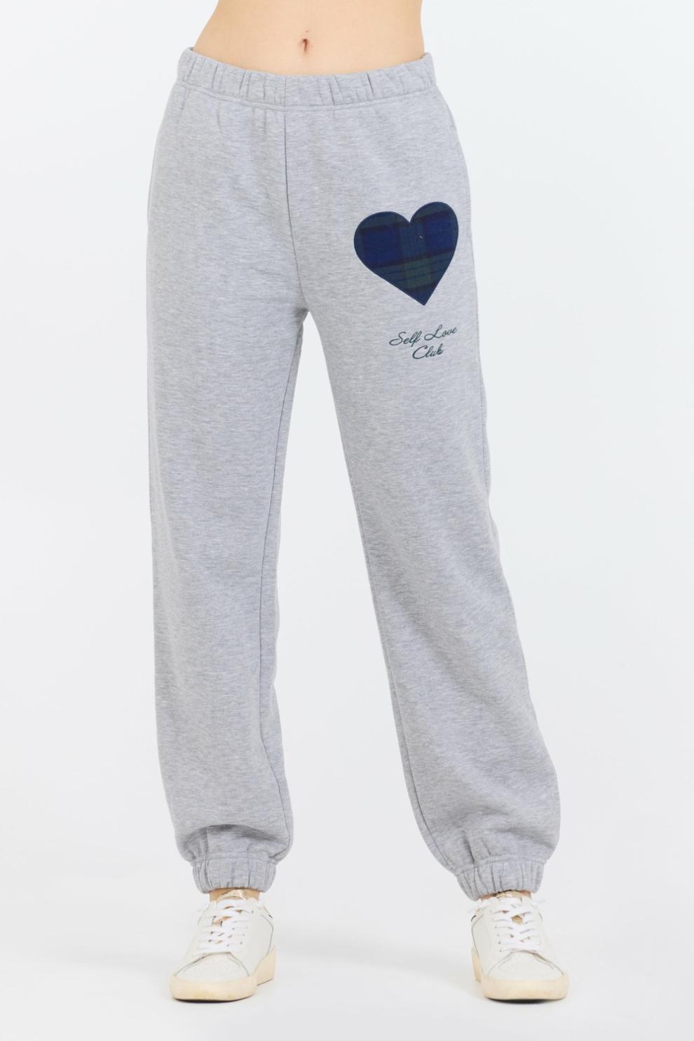 Vintage Havana Joggers | Women Heather Grey Essential Fleece Jogger W/ Self Love Club Jogger Heather Grey