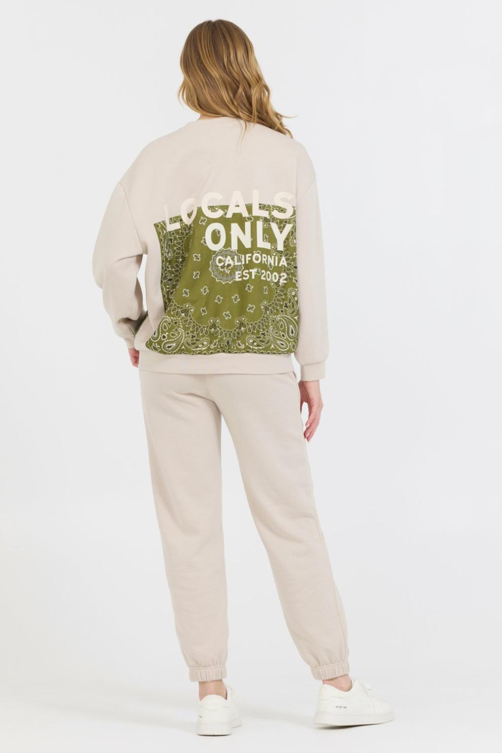 Vintage Havana Joggers | Women Neutral Taupe/ Olive/ Tan Bandana Patch Jogger Taupe