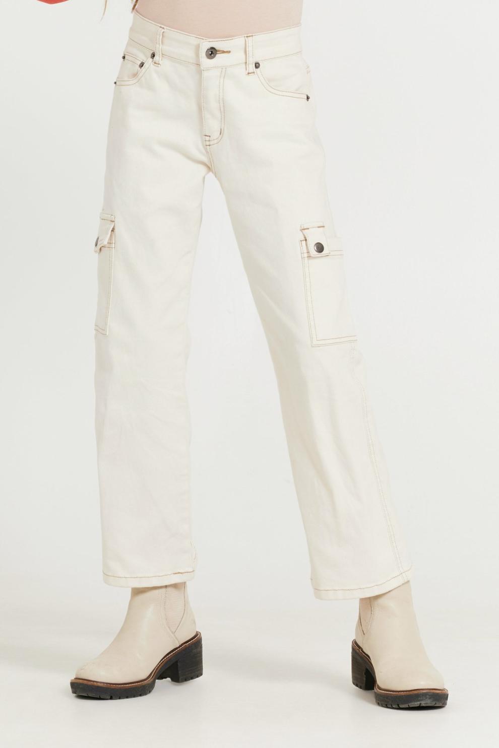 Vintage Havana Kids Bottoms | Women Kids Cream Cargo Jean Cream