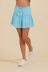 Vintage Havana Kids Bottoms | Women Tropical Blue Textured Gauze Skort Tropical Blue