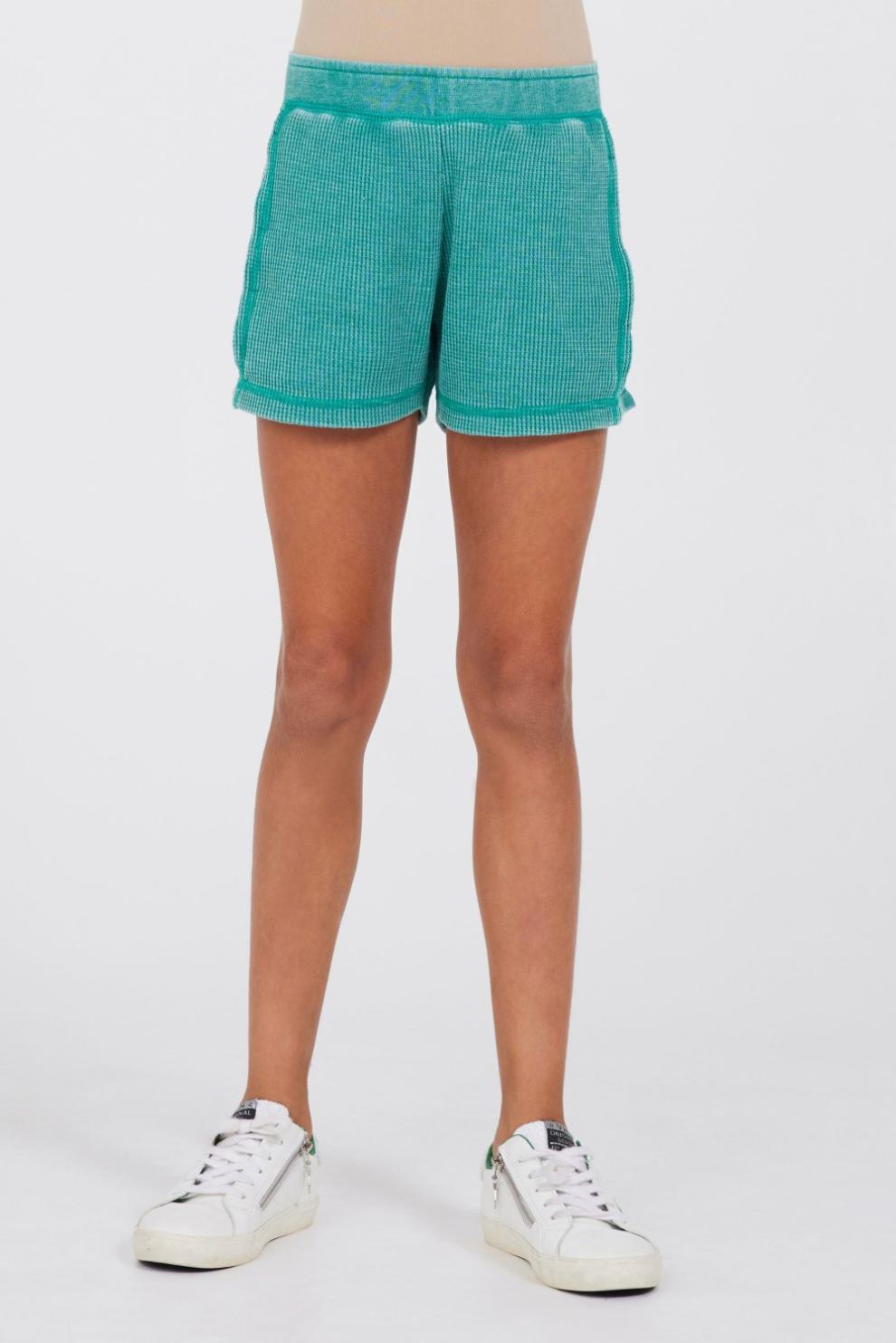 Vintage Havana Kids Bottoms | Women Vintage Green Thermal Shorts Surf Green