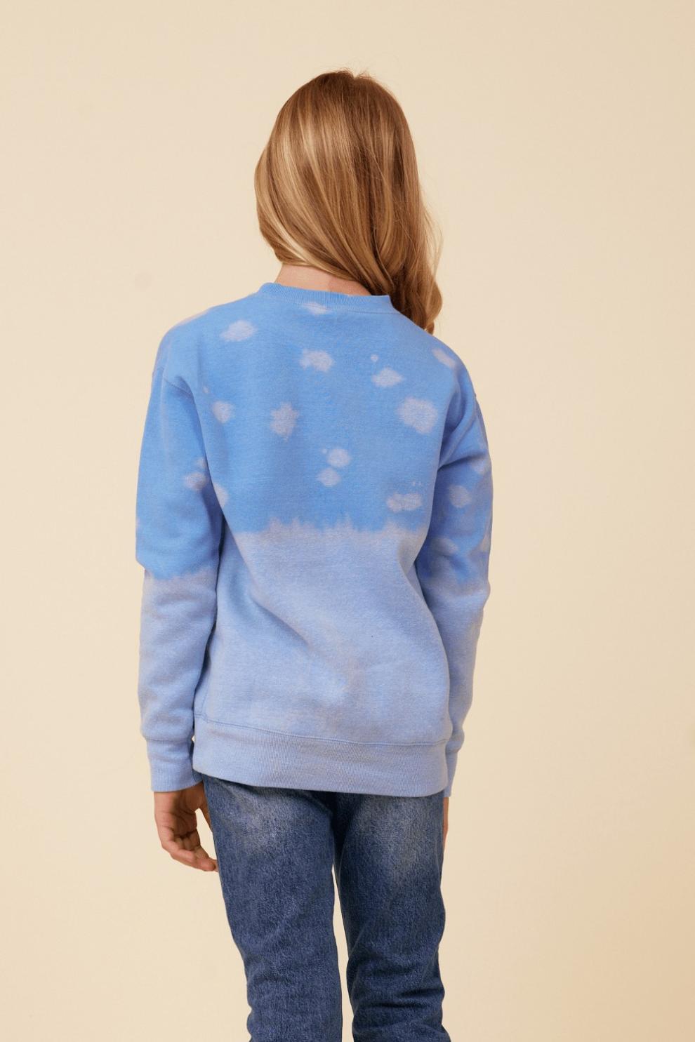 Vintage Havana Kids Tops | Women Bleached Oversized Rock &amp; Roll Sweatshirt Blue
