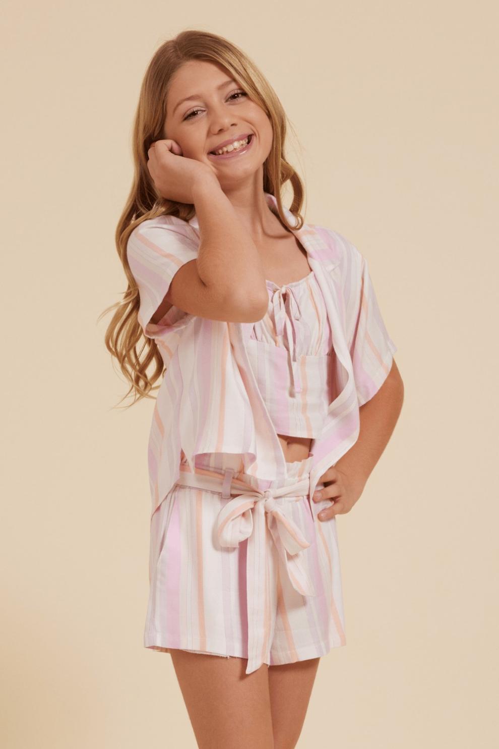 Vintage Havana Kids Tops | Women Cabana Button Down Pastel Stripe