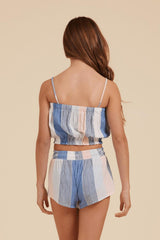 Vintage Havana Kids Tops | Women Clearwater Stripe Elastic Bottom Crop Top Clearwater Stripe