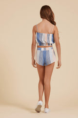 Vintage Havana Kids Tops | Women Clearwater Stripe Elastic Bottom Crop Top Clearwater Stripe