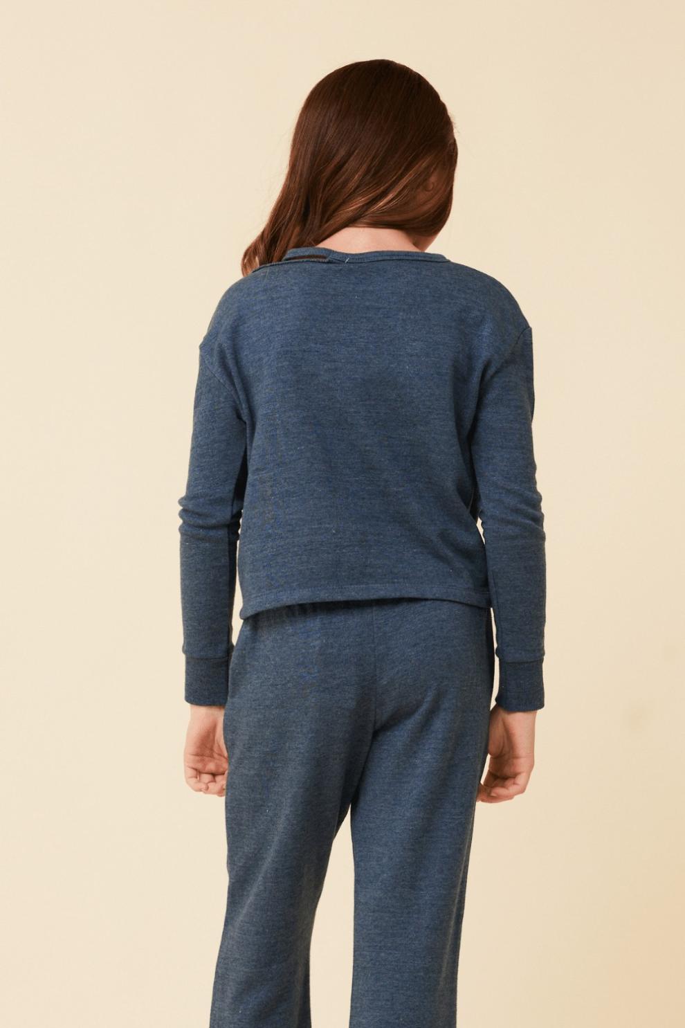 Vintage Havana Kids Tops | Women Distressed Neckline Crewneck Navy