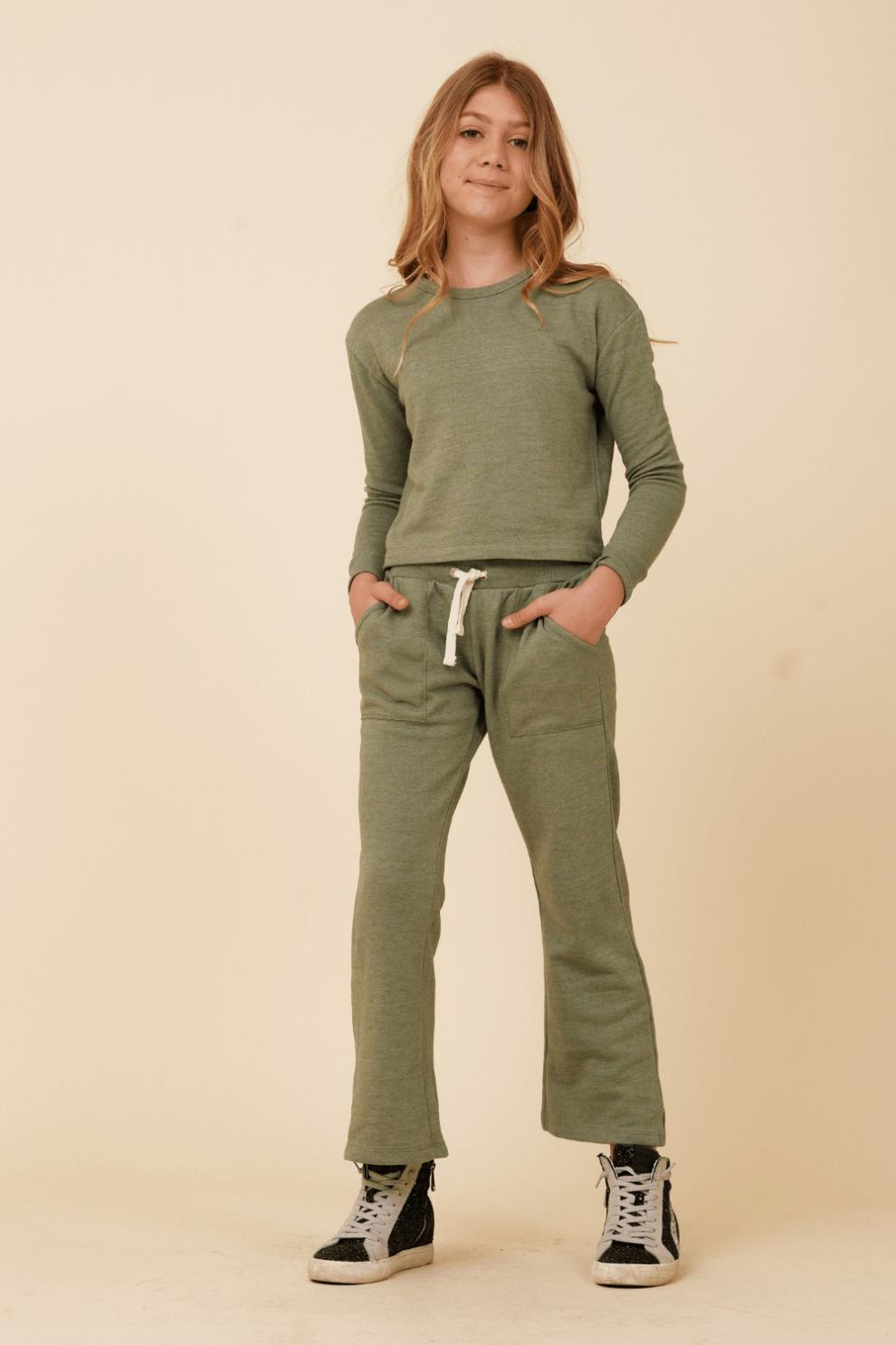 Vintage Havana Kids Tops | Women Distressed Neckline Crewneck Sage