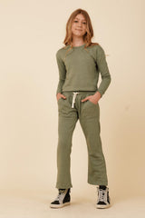 Vintage Havana Kids Tops | Women Distressed Neckline Crewneck Sage
