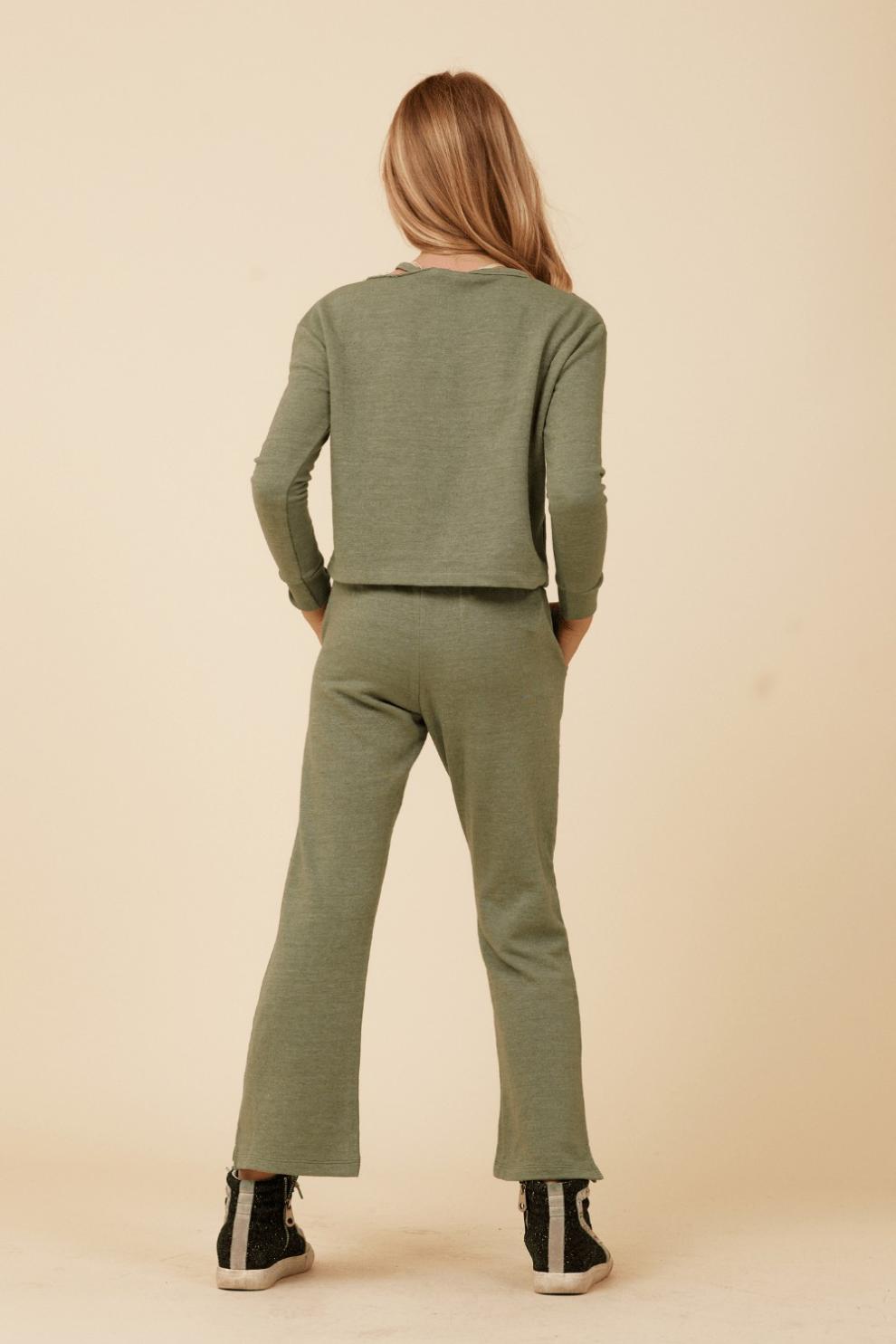 Vintage Havana Kids Tops | Women Distressed Neckline Crewneck Sage