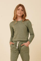 Vintage Havana Kids Tops | Women Distressed Neckline Crewneck Sage