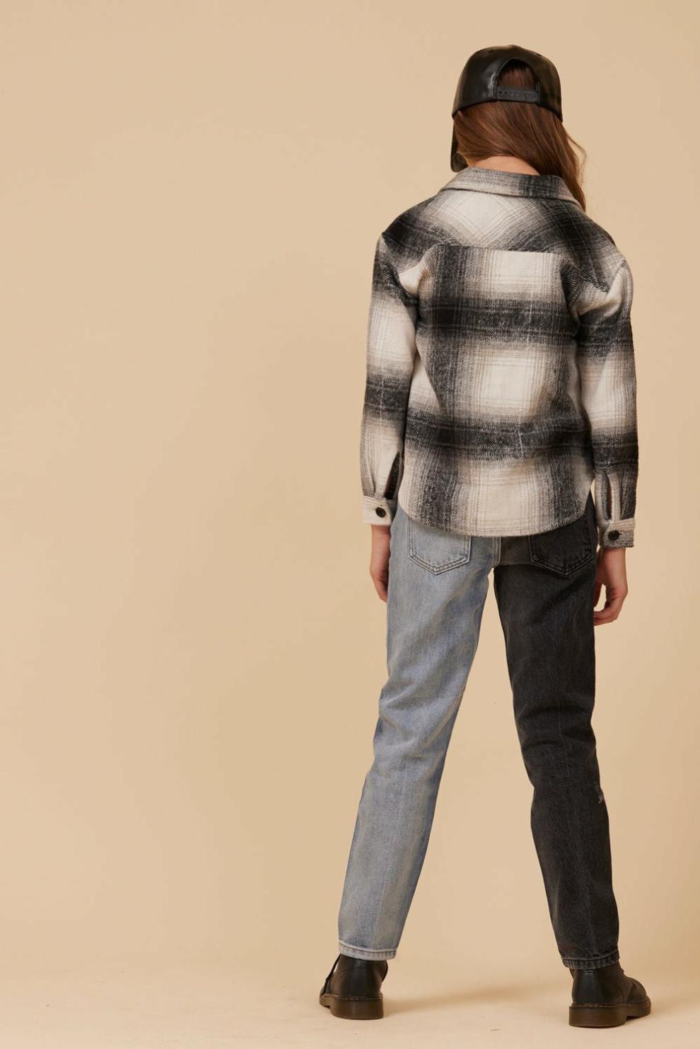 Vintage Havana Kids Tops | Women FLANNEL SHACKET- BLACK Grey