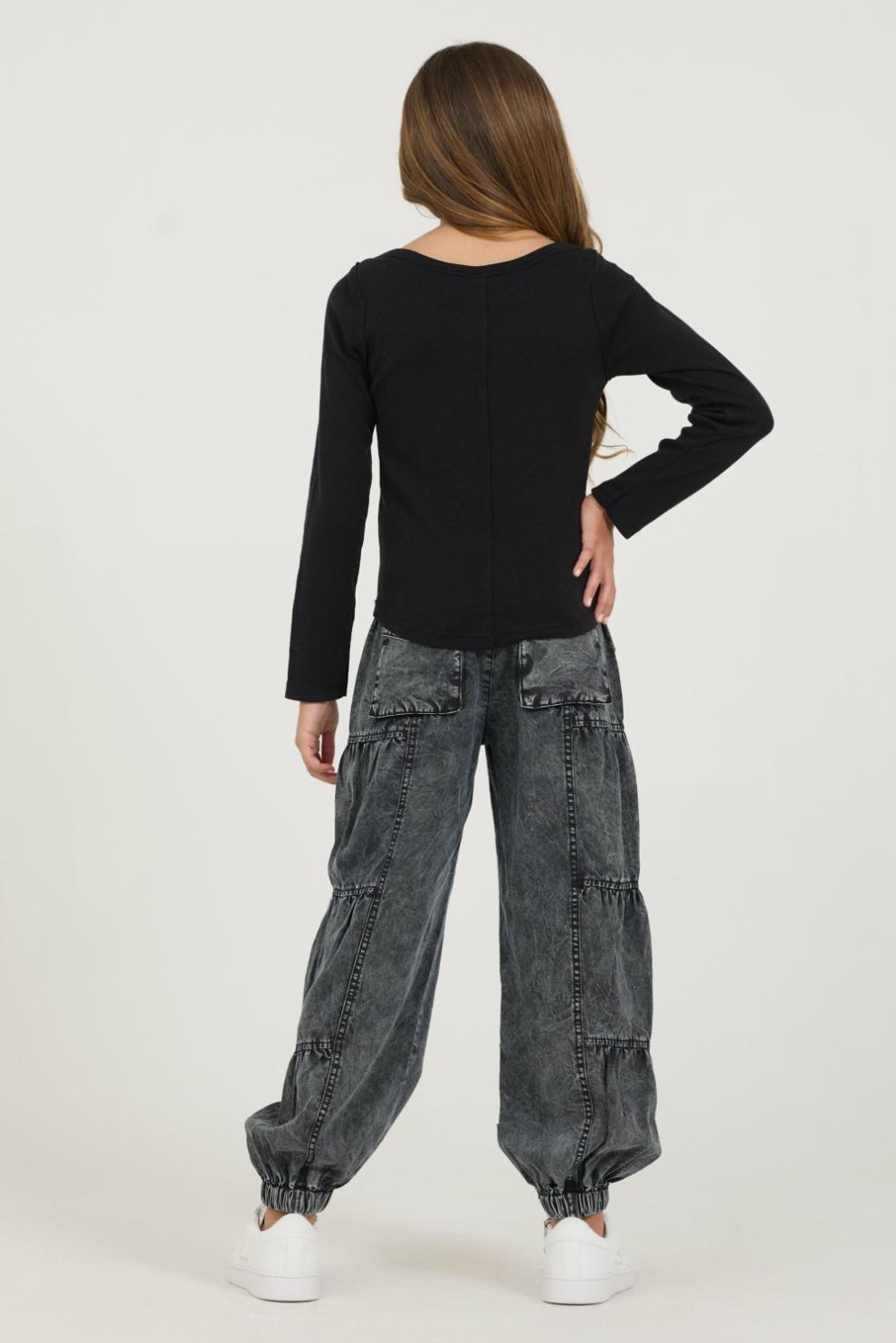 Vintage Havana Kids Tops | Women Kids Black Boatneck Ribbed Tee Black