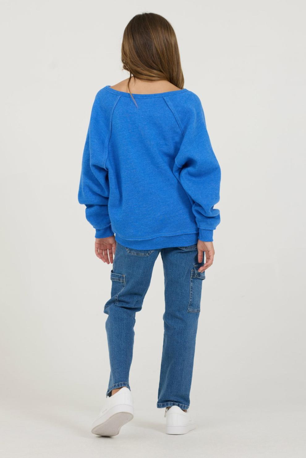 Vintage Havana Kids Tops | Women Kids Cobalt Hi-Lo Off The Shoulder Sweatshirt Cobalt
