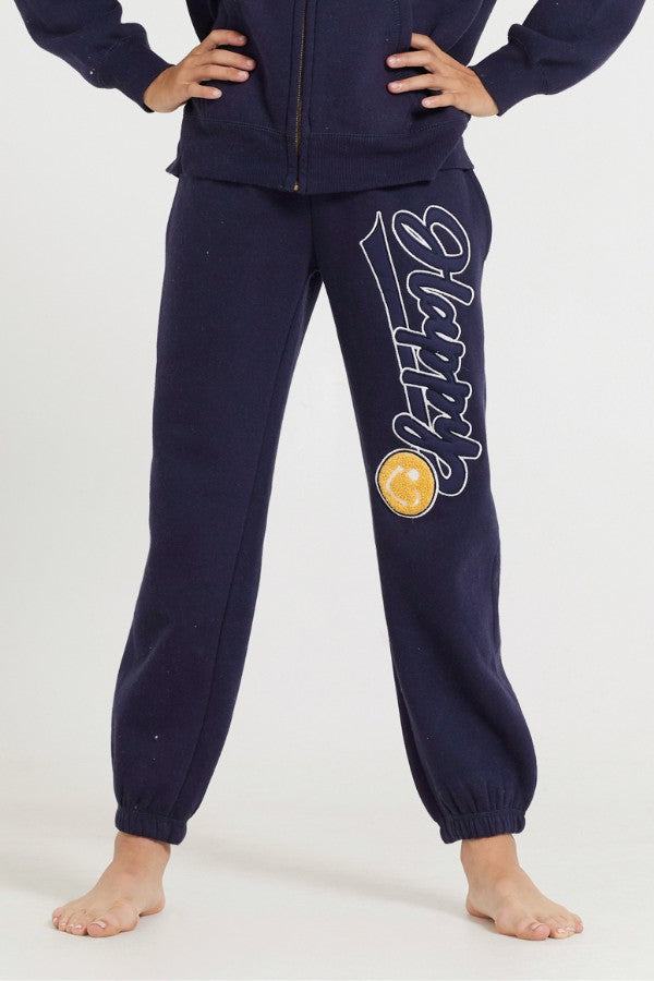 Vintage Havana Kids Tops | Women Kids Navy Jogger With Happy Smile Patch Navy