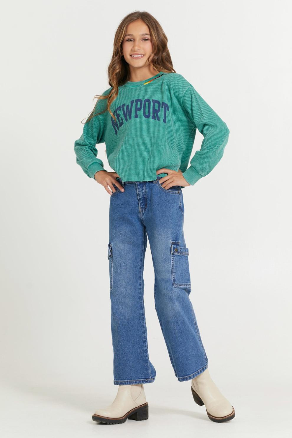 Vintage Havana Kids Tops | Women Kids Vintage Green Newport Stitch Neck Vintage Green