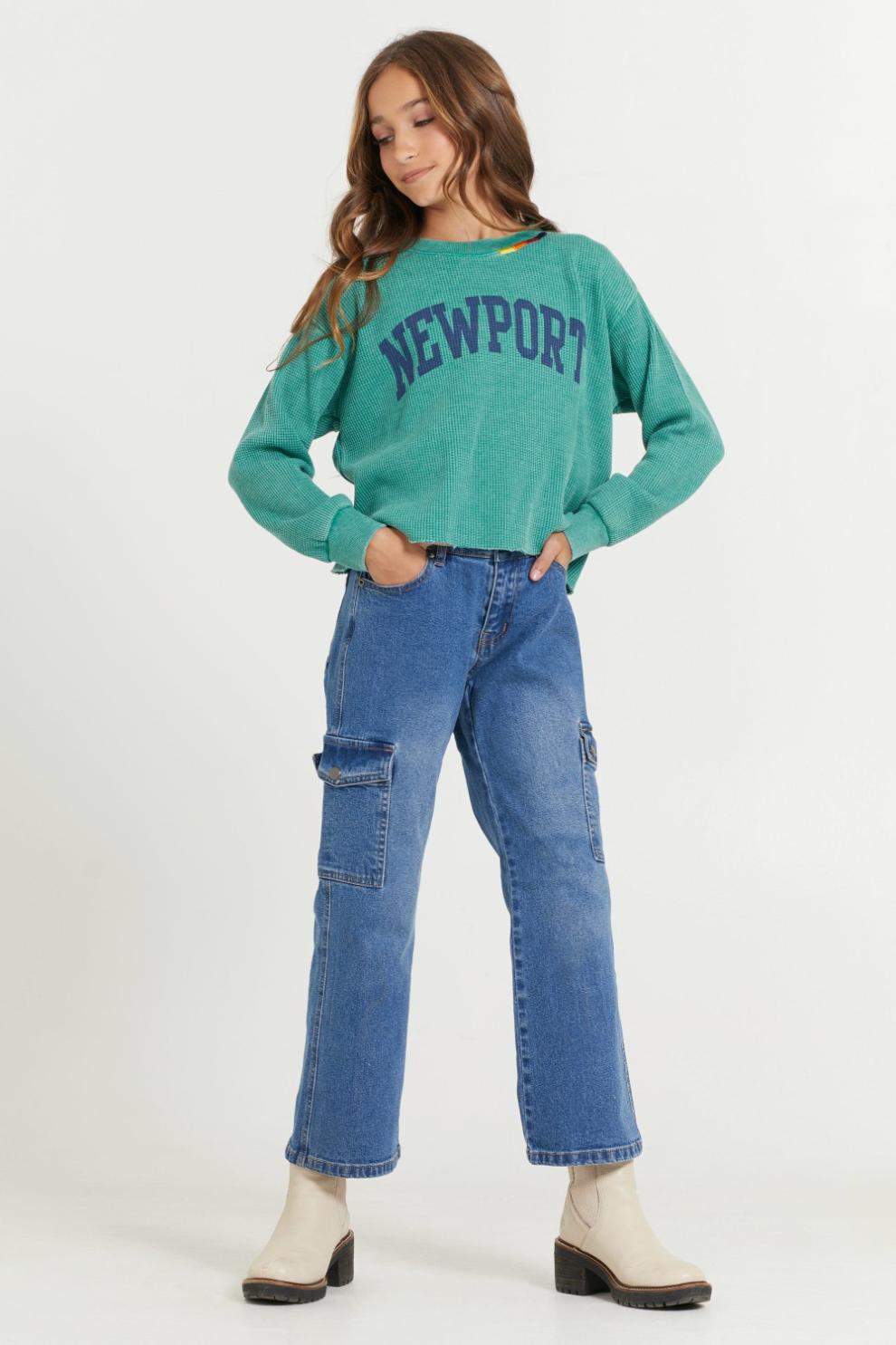 Vintage Havana Kids Tops | Women Kids Vintage Green Newport Stitch Neck Vintage Green