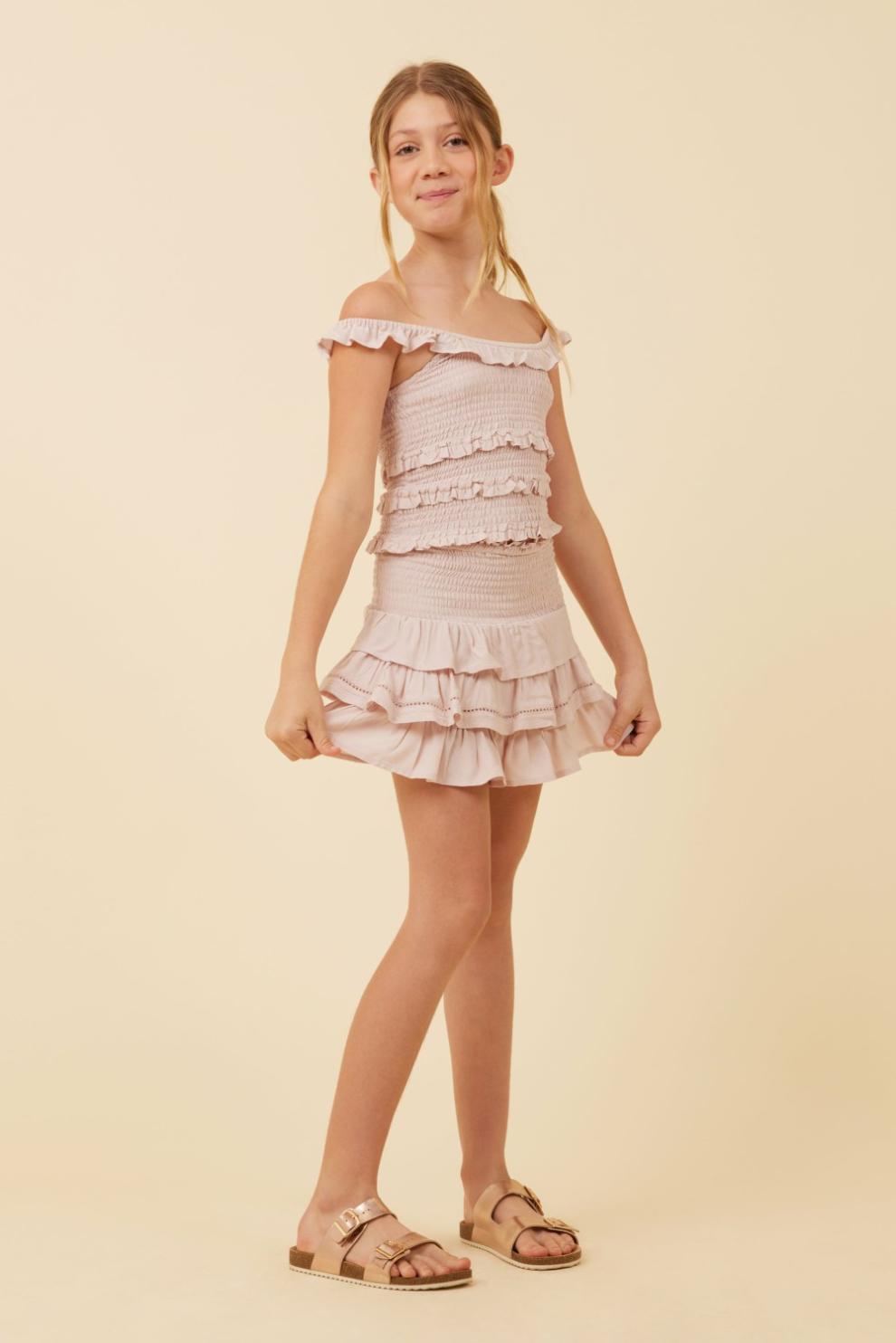 Vintage Havana Kids Tops | Women Pale Pink Ruffle Detail Smocked Top Pale Pink