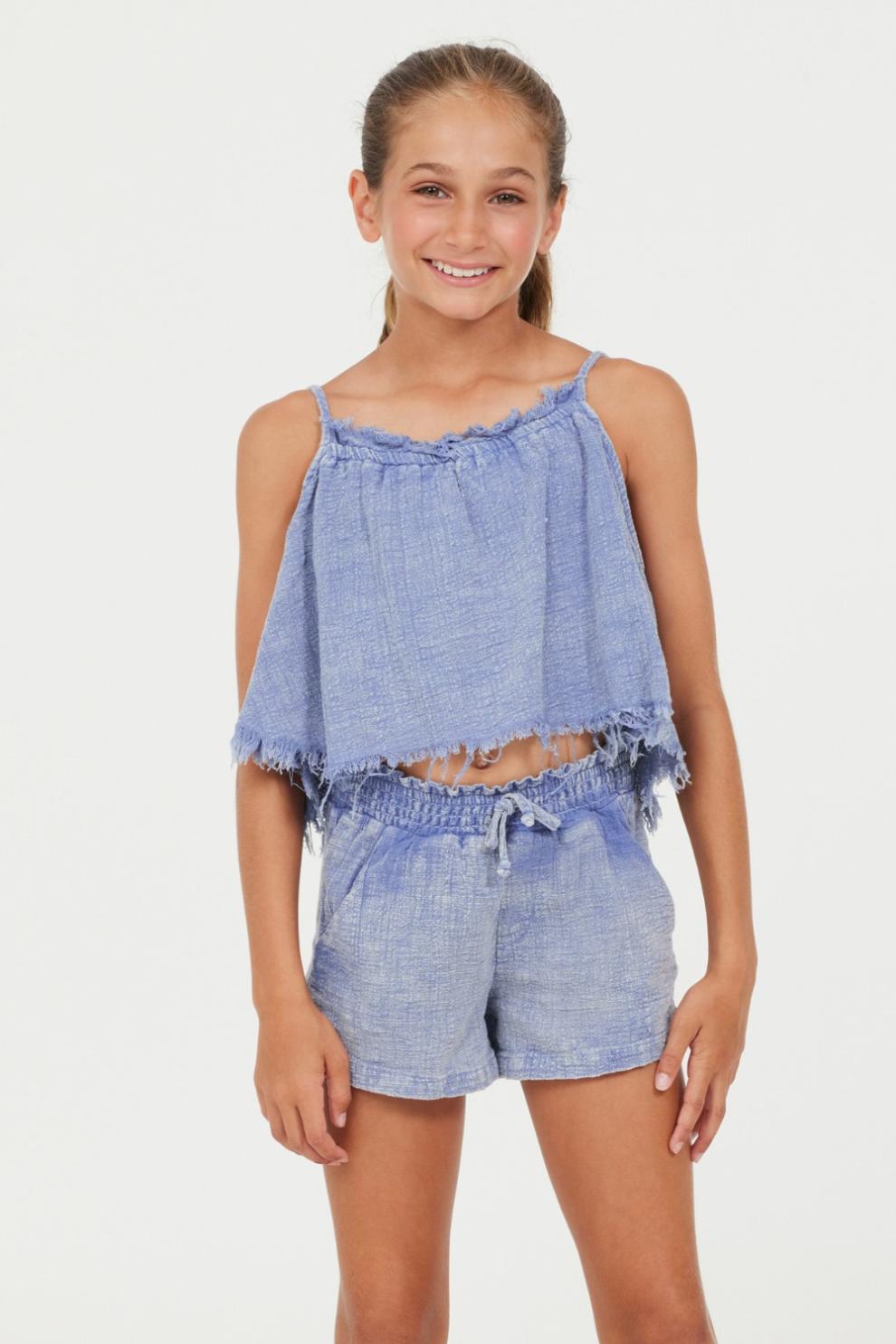 Vintage Havana Kids Tops | Women Plush Blue Washed Texture Flow Tank Plush Blue