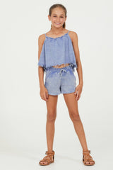 Vintage Havana Kids Tops | Women Plush Blue Washed Texture Flow Tank Plush Blue