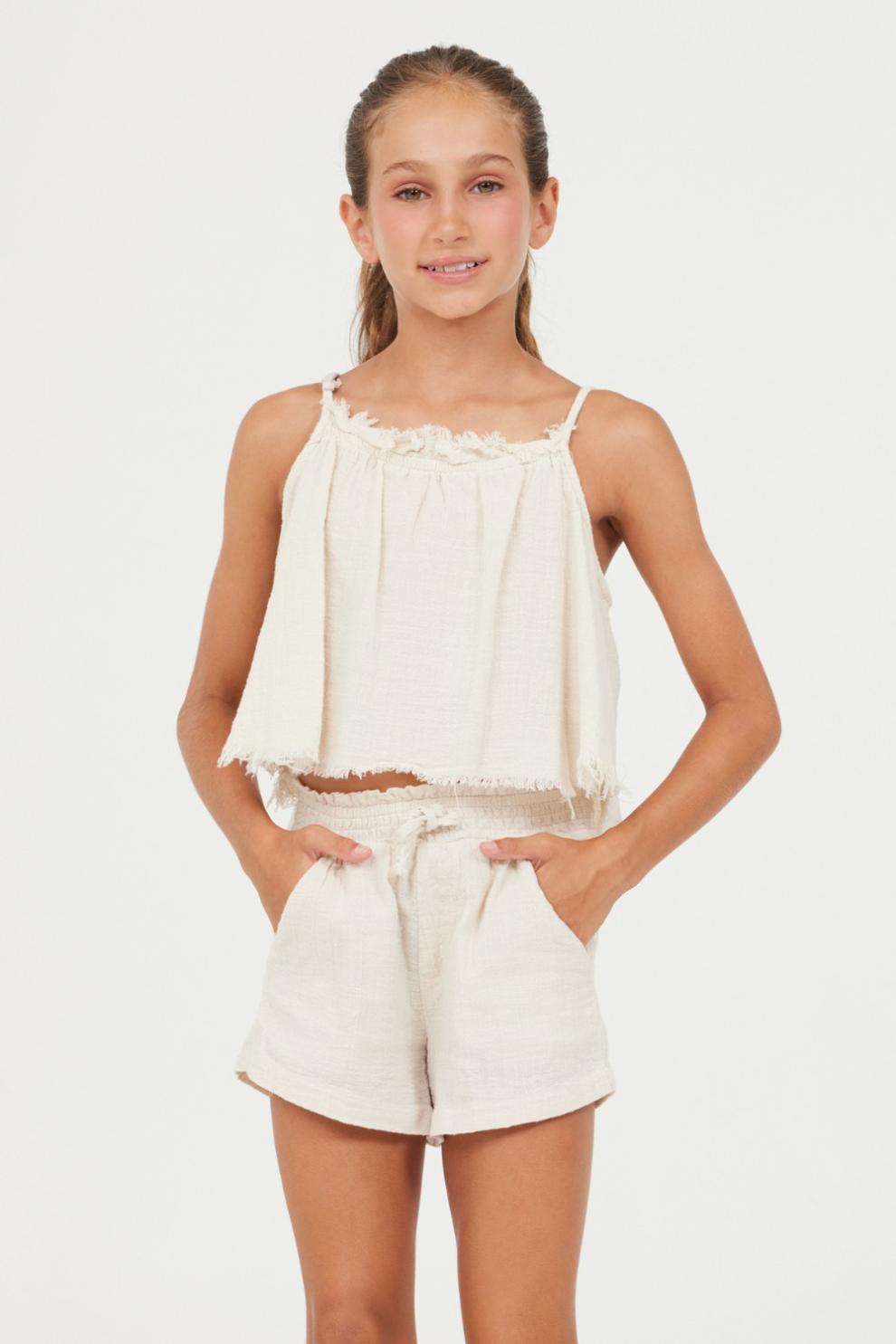 Vintage Havana Kids Tops | Women Sand Stone Washed Texture Flow Tank Sand Stone