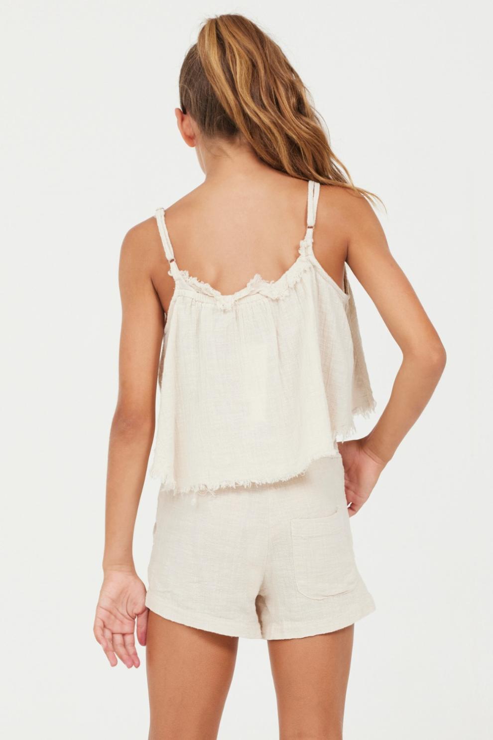 Vintage Havana Kids Tops | Women Sand Stone Washed Texture Flow Tank Sand Stone