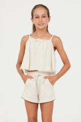 Vintage Havana Kids Tops | Women Sand Stone Washed Texture Flow Tank Sand Stone