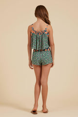 Vintage Havana Kids Tops | Women Teal Dual Floral Flowy Tank Teal Dual Floral