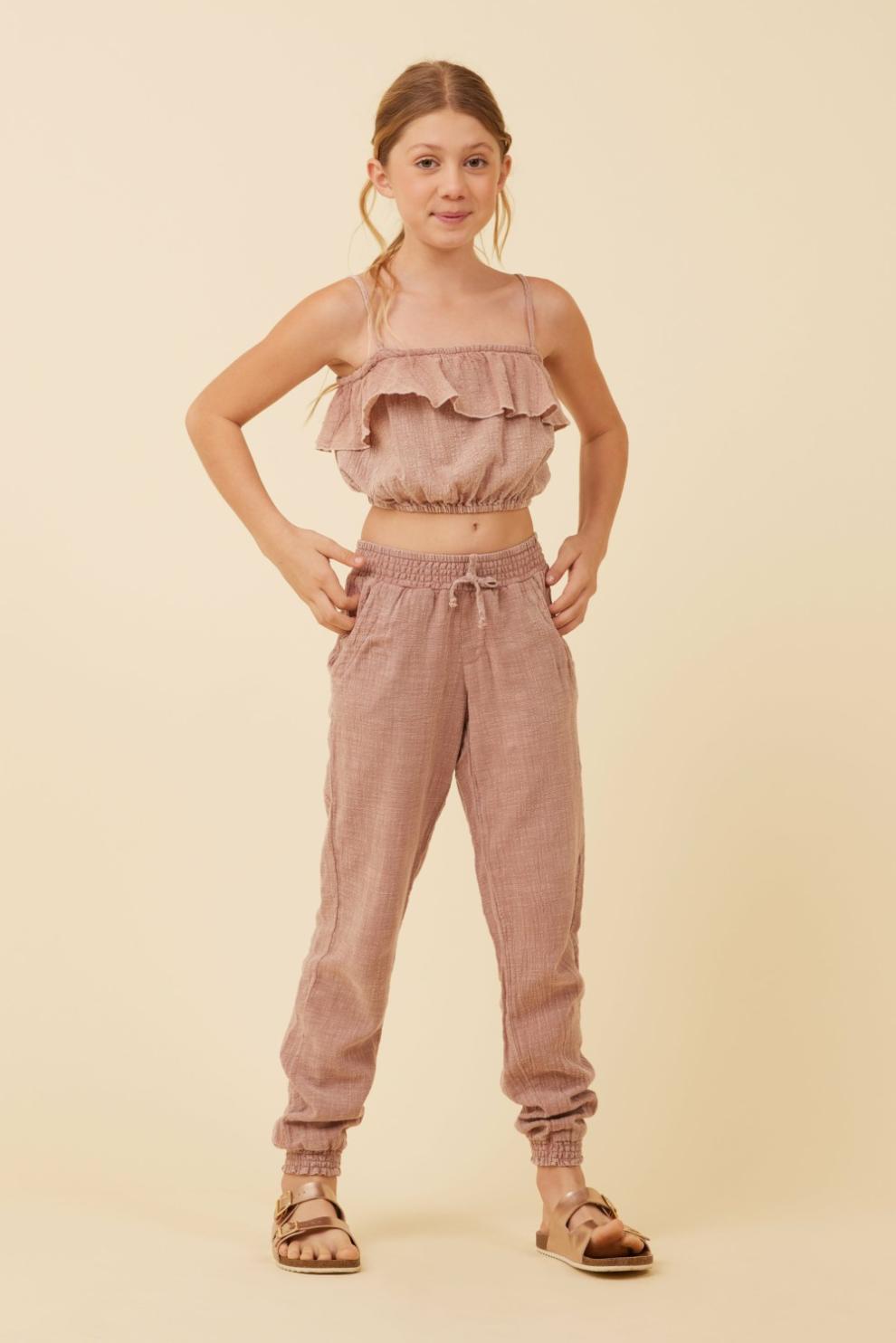 Vintage Havana Kids Tops | Women Washed Mauve Texture Ruffle Tube Top Washed Mauve