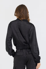 Vintage Havana Outerwear | Women Black Heavy Satin Bomber Black