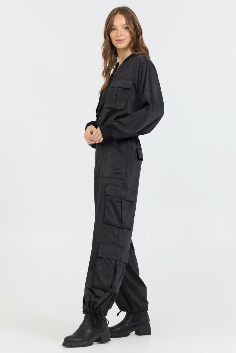 Vintage Havana Outerwear | Women Black Heavy Satin Bomber Black