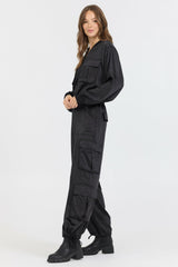 Vintage Havana Outerwear | Women Black Heavy Satin Bomber Black